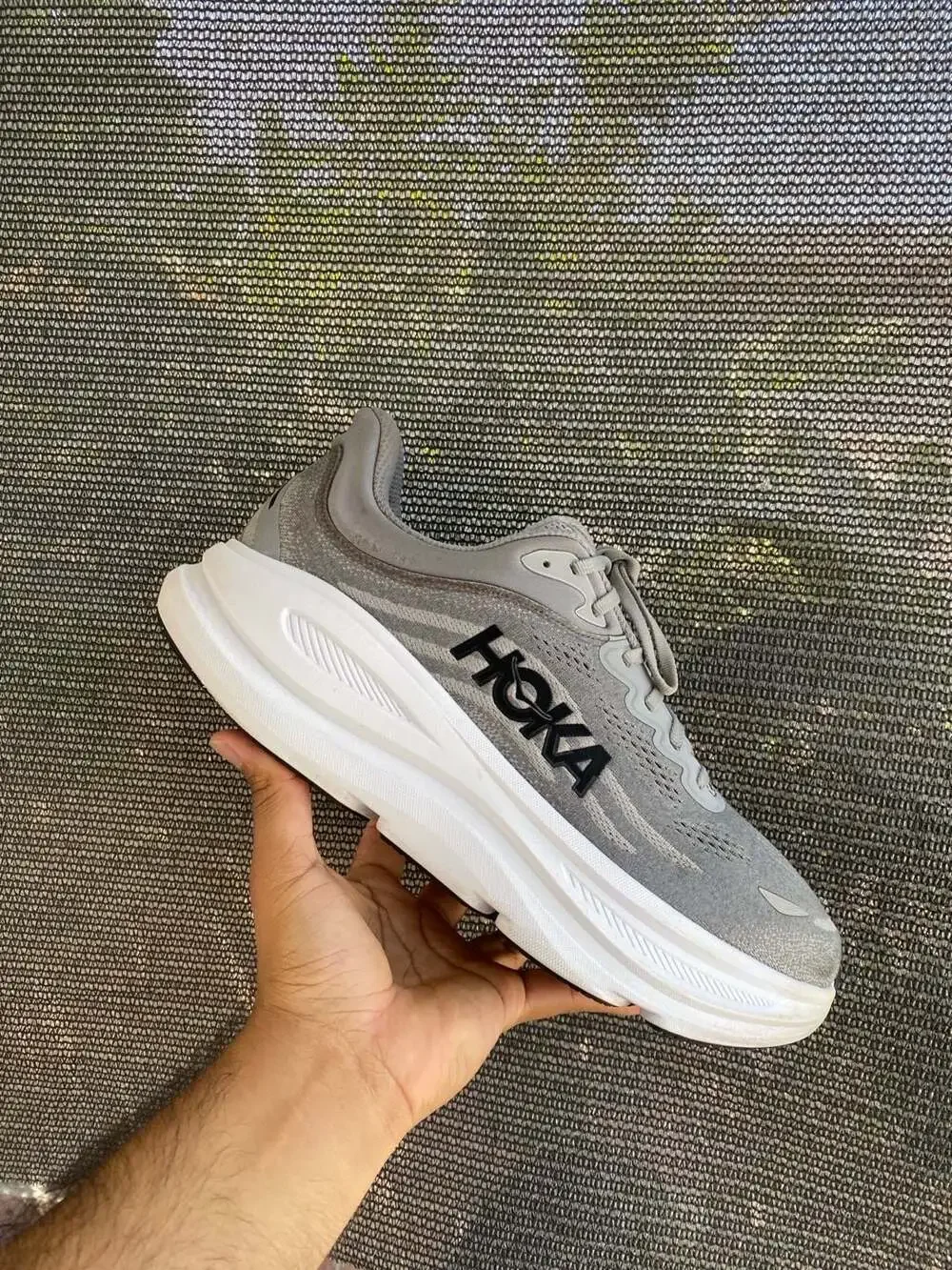 HOKA Bondi 9 Men's Athletic Running Shoes in Galactic Grey/Stellar Grey